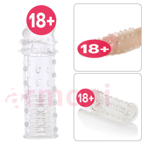 Tırtıklı Şeffaf Uzatmalı Penis Kılıfı 15cm uzunluk 3 cm Uzatma