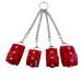 3lü Fetish Set, Çapraz 4lü Kelepçe, Kapalı Göz Bandı, Kırbaç Kırmızı