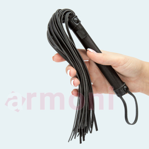 Lüks Seri Fetish Siyah Deri Kırbaç