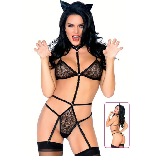 Jartiyerli Tasmalı Kedi Kostümü Çorap Dahil Jartiyerli Tasmalı Kedi Kostümü Çorap Dahil