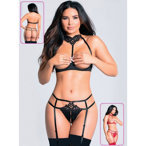 Güpür Detaylı Özel Bölge ve Göğsü Açık Jartiyer Takım