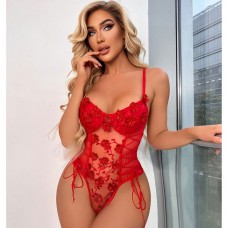 Korse Detaylı Çiçekli  Kabartmalı Bodysuit