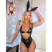 Taşlı Bunny Tavşan Kostümü Jartiyerli Bodysuit
