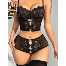 Kalça Dekolteli, Özel Bölgeri Açık, Siyah Seksi Takım Kalça Dekolteli, Özel Bölgeri Açık, Siyah Seksi Takım