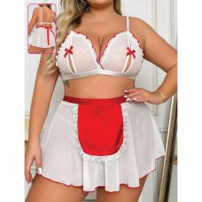 Transparan, Göğüs Dekolteli, Büyük Beden Hemşire Kostüm Transparan, Göğüs Dekolteli, Büyük Beden Hemşire Kostüm