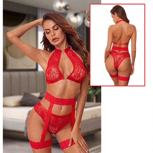 Dantel Jartiyer Takım Kırmızı