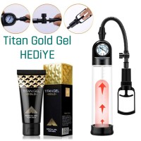 Basınç Göstergeli Penis Pompası ve Titan Gold Gel HEDİYE