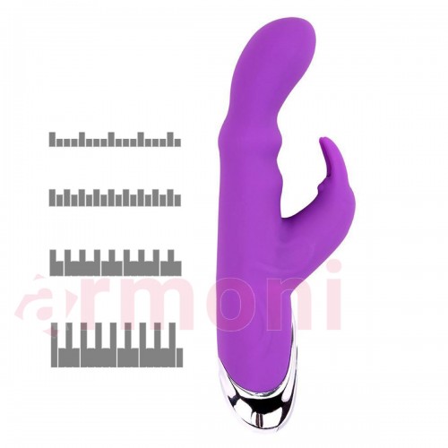 Kiss Bunny 10 Fonksiyonlu Vibratör – G Noktası - Klitoral Çift Uyarım 16,5 cm X 2,5 cm