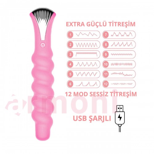 Dalgalı Gövdeli G Noktası Vibratörü – 12 Mod, Sessiz ve Güçlü Titreşimli 20cm X 14 cm X 4cm