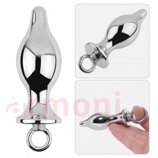 Gümüş Rengi Metal Anal Tapa  9,5 cm X   1,6 cm'den  3 cm'ye