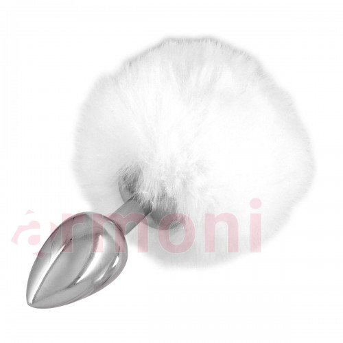 Beyaz Tavşan Kuyruklu Metal Anal Tapa Small 7.20cm X 2.80cm Beyaz Tavşan Kuyruklu Metal Anal Tapa Small 7.20cm X 2.80cm