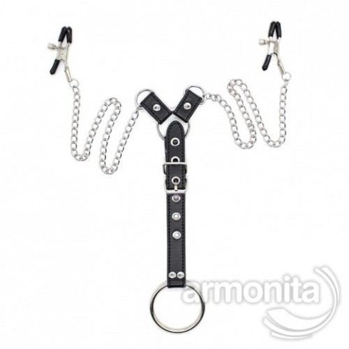 Fetiş Göğüs Ucu Klips ve Metal Penis Halkası Unisex 