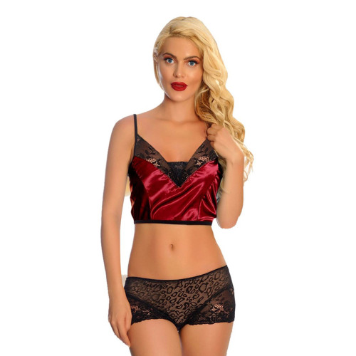 Saten Dantelli Babydoll Şortlu Takım